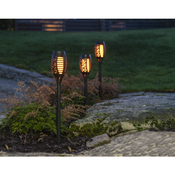 Solar bollard lights 3-pack with dancing flame - Solar lighting - 2