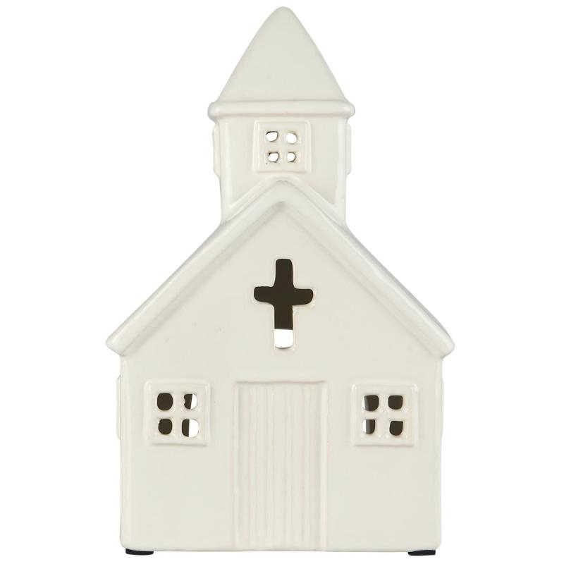 Huslykta - Lykta Kyrka - Vit - Keramik - 21x12,5 cm - 3