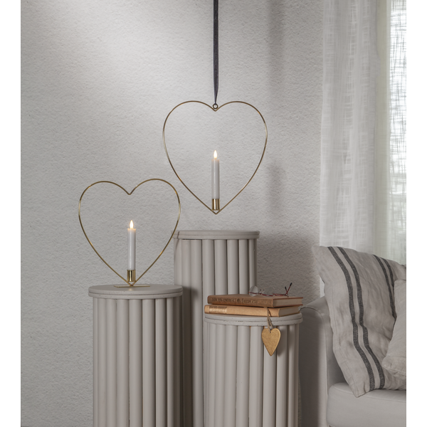 Candlestick with battery light - Heart - 28x28 cm - 6
