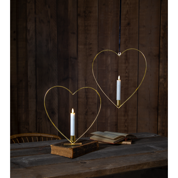 Candlestick with battery light - Heart - 28x28 cm - 8