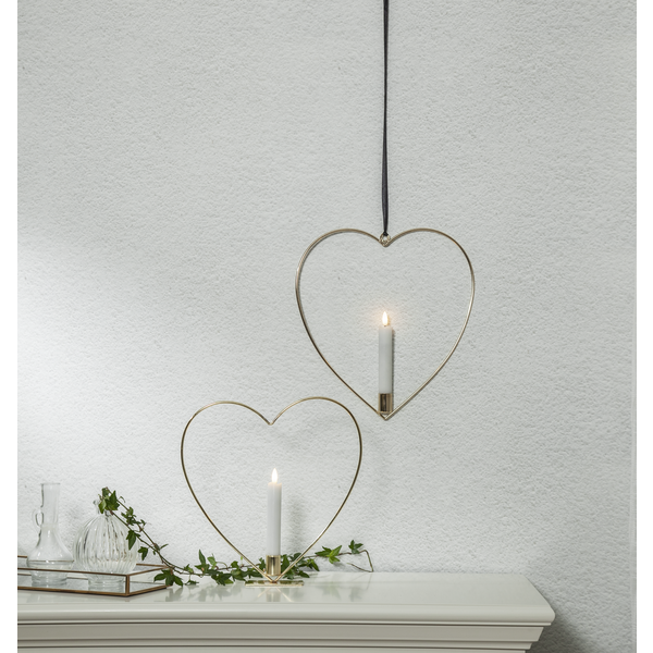 Candlestick with battery light - Heart - 28x28 cm - 4