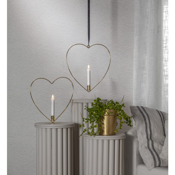 Candlestick with battery light - Heart - 28x28 cm - 7
