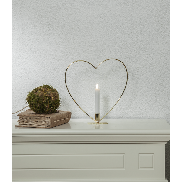 Candlestick with battery light - Heart - 28x28 cm - 11