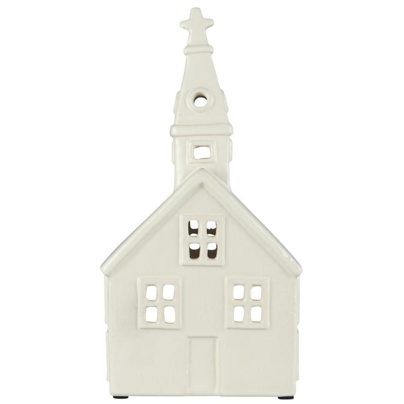 House lantern - Lantern Church - White - Ceramic - 26x13 cm - 2