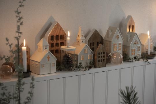 House lantern - Lantern Church - White - Ceramic - 26x13 cm - 9