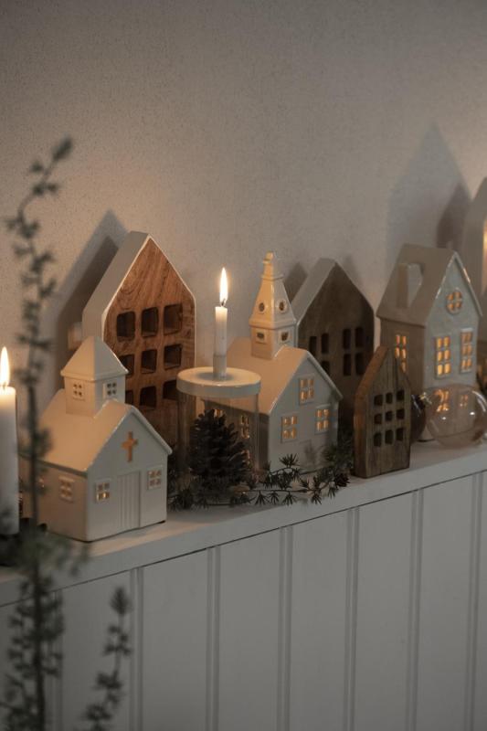 House lantern - Lantern Church - White - Ceramic - 26x13 cm - 3