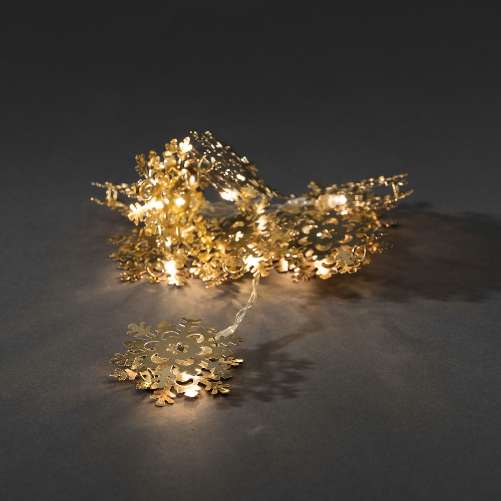 Ljusslinga med 10 snöflingor - Guld - 120 cm - 2