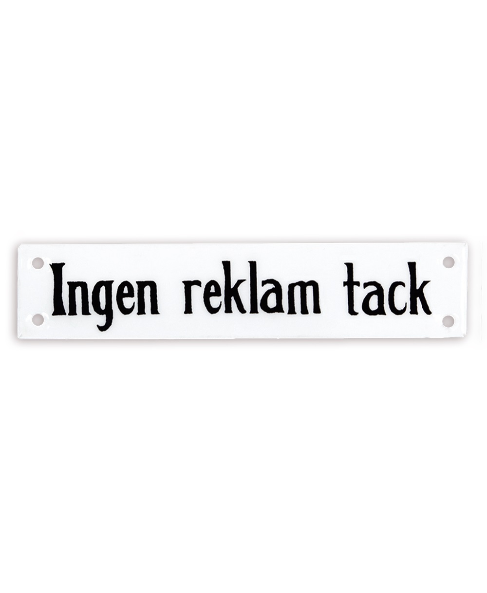 Emaljskylt - Skylt - Ingen reklam tack - 2