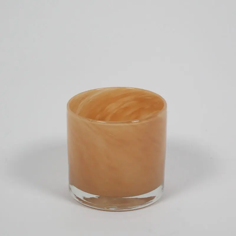 Lykta - Ljuslykta - Ljusstake - Aprikos - Glas - 10x10 cm - 4