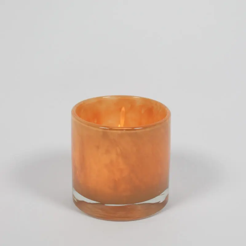 Lykta - Ljuslykta - Ljusstake - Aprikos - Glas - 10x10 cm - 5
