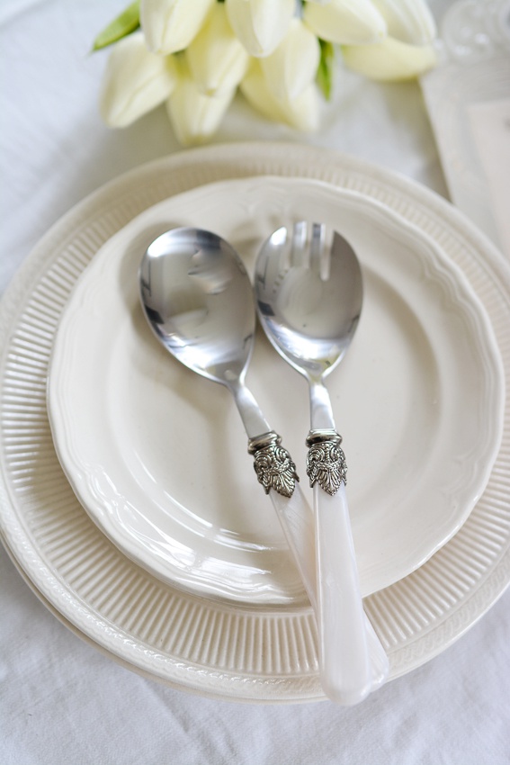 SALAD CUTLERY 2 PIECES ANTIQUE MOTHER-OF-PEARL - 2
