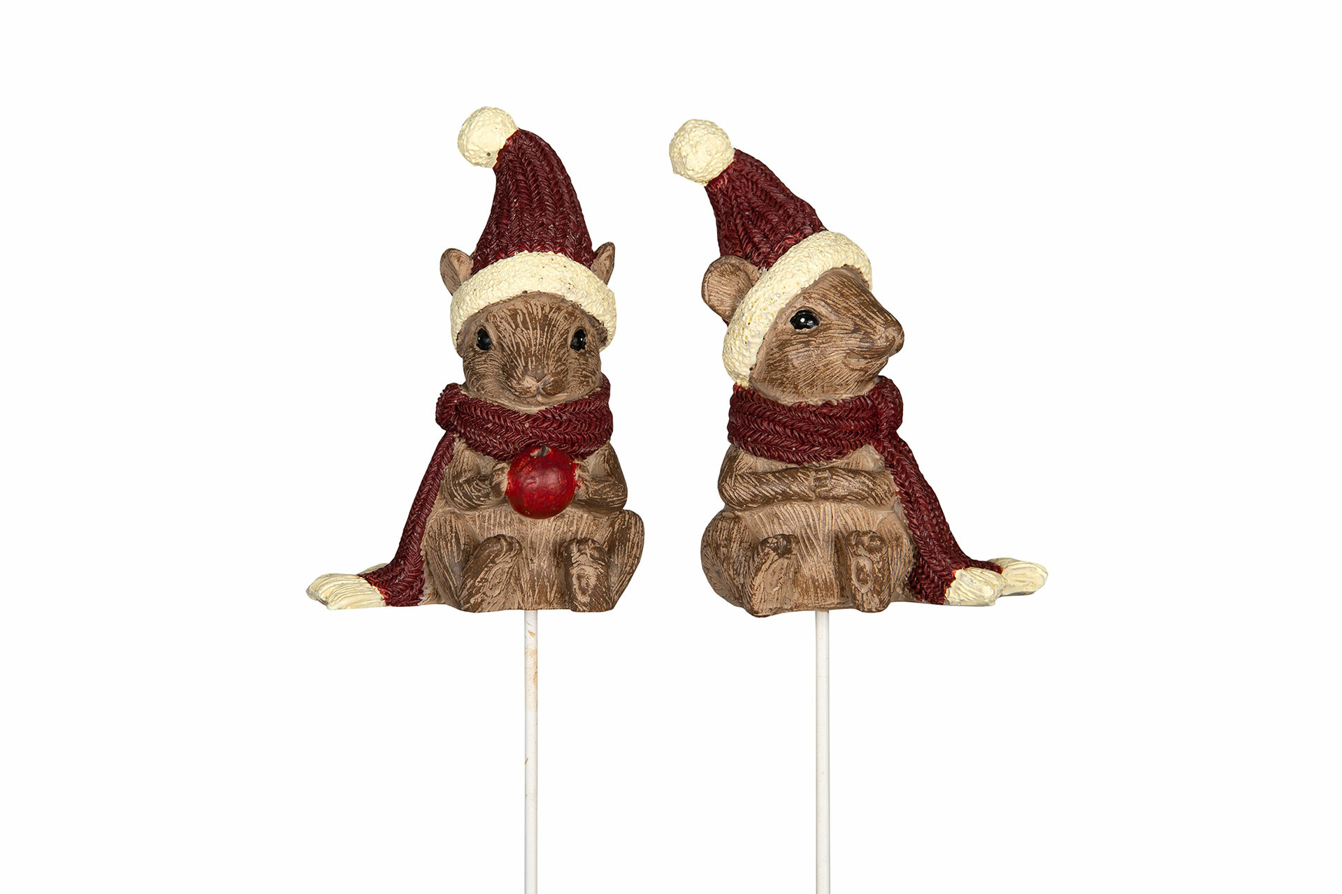 Möss - Julmöss - Sittande Stick Poly - 7,5 cm - 2-pack - 2