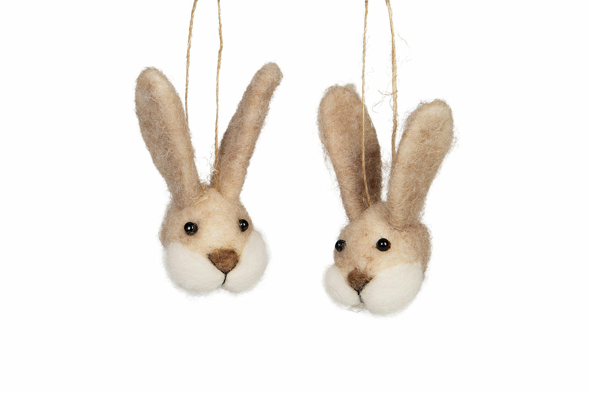 Wool animal rabbit head hanging 7 cm - 6-pack - 4
