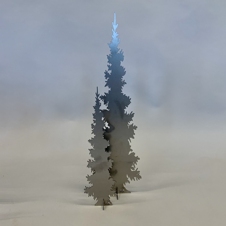 Fir tree - Rust - Sheet metal - Silver grey