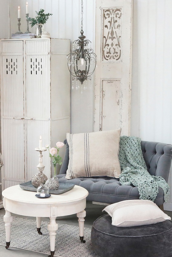 SOFA LINEN FABRIC GREY - FRENCH COUNTRY STYLE - 2