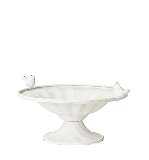 Bird bath on a stand - Antique white - 30x14 cm - Large - 3