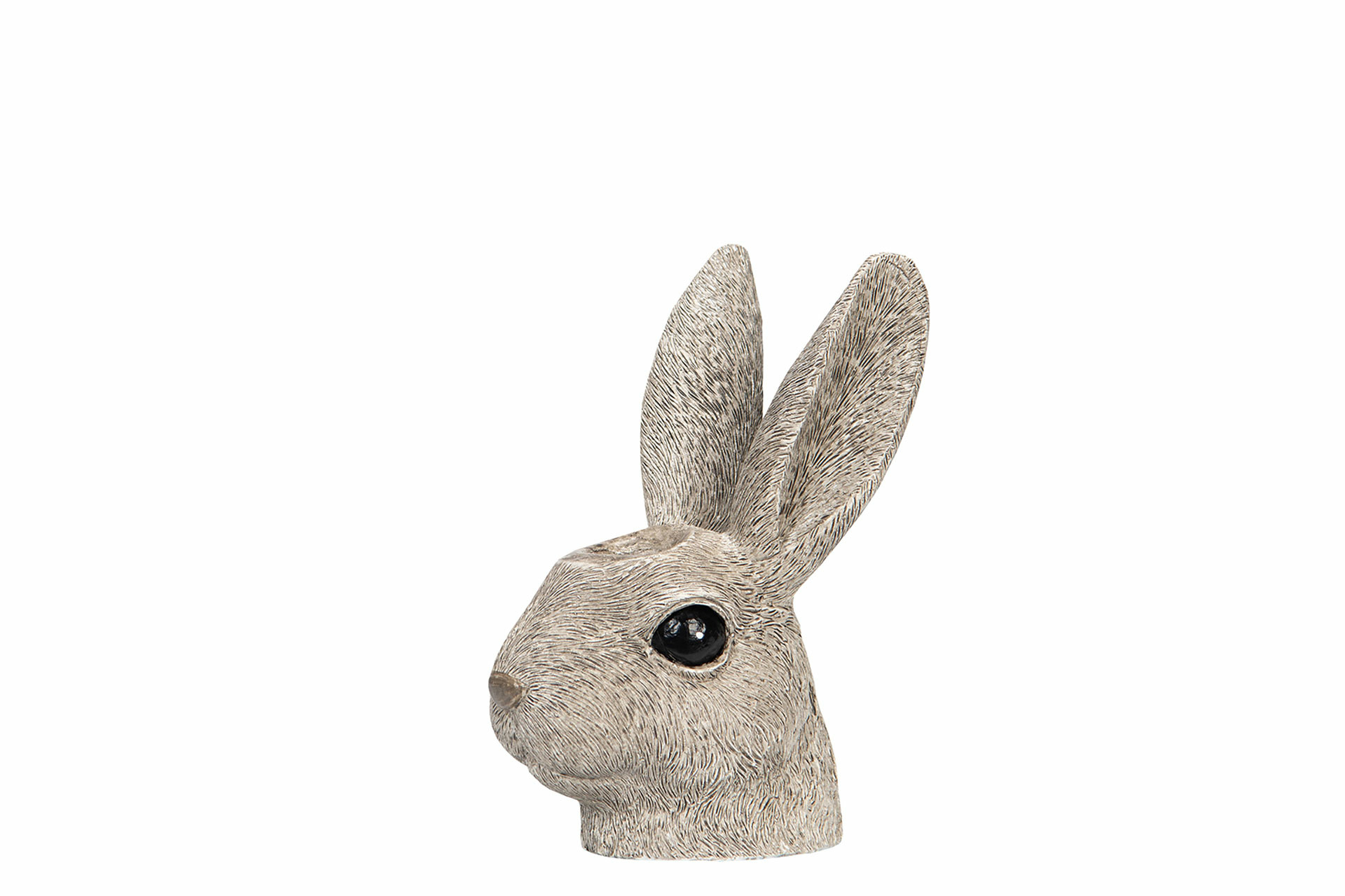 Candle holder Rabbit head Poly - White/Grey - 7x9x14 cm - 3
