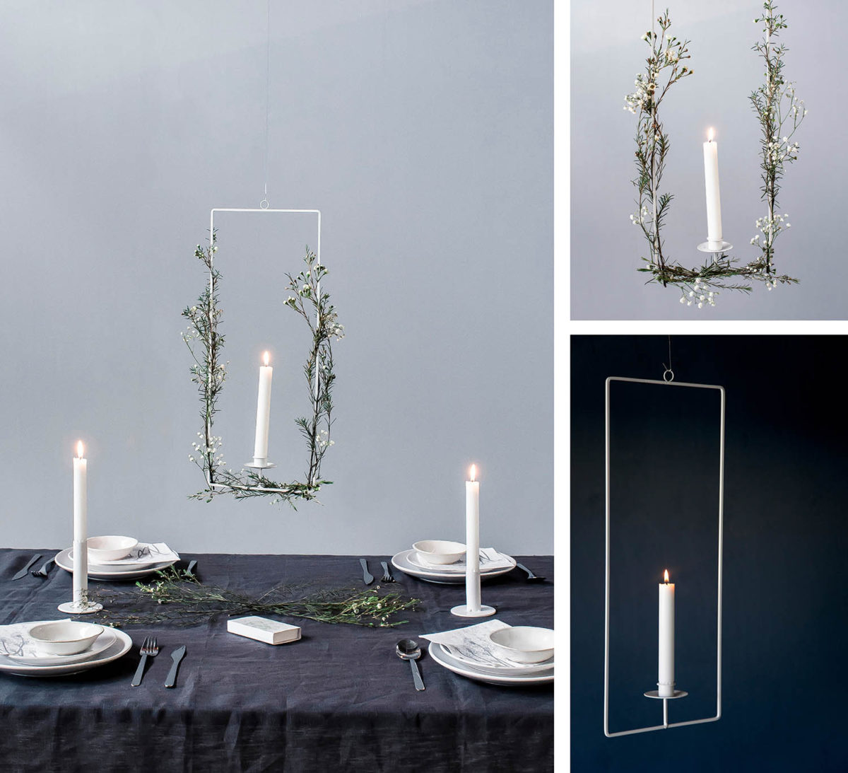 Torpa - Light ring - Hanging candle holder - White - Rectangle - 4