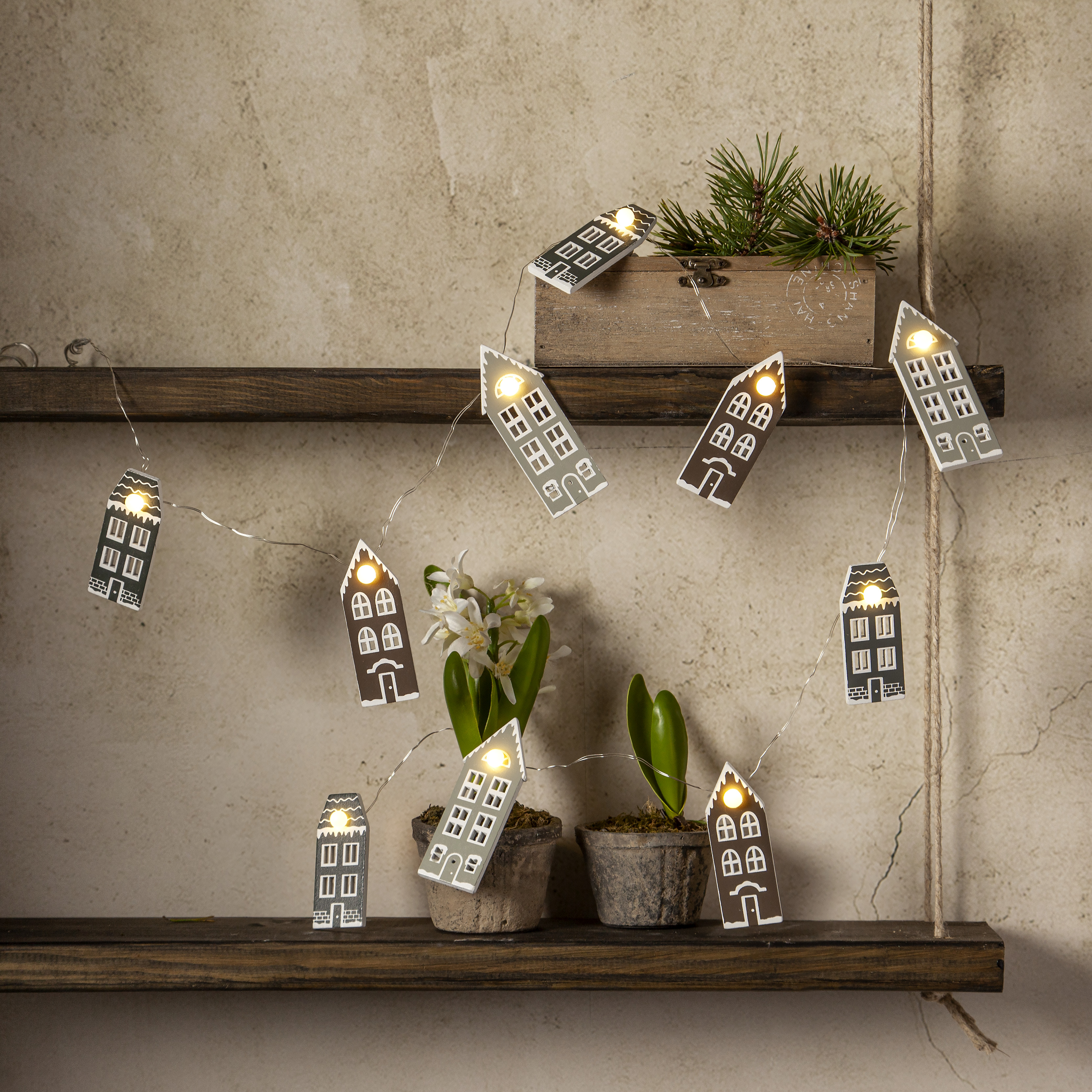 String lights House - Battery-powered with timer - 135 cm - 2