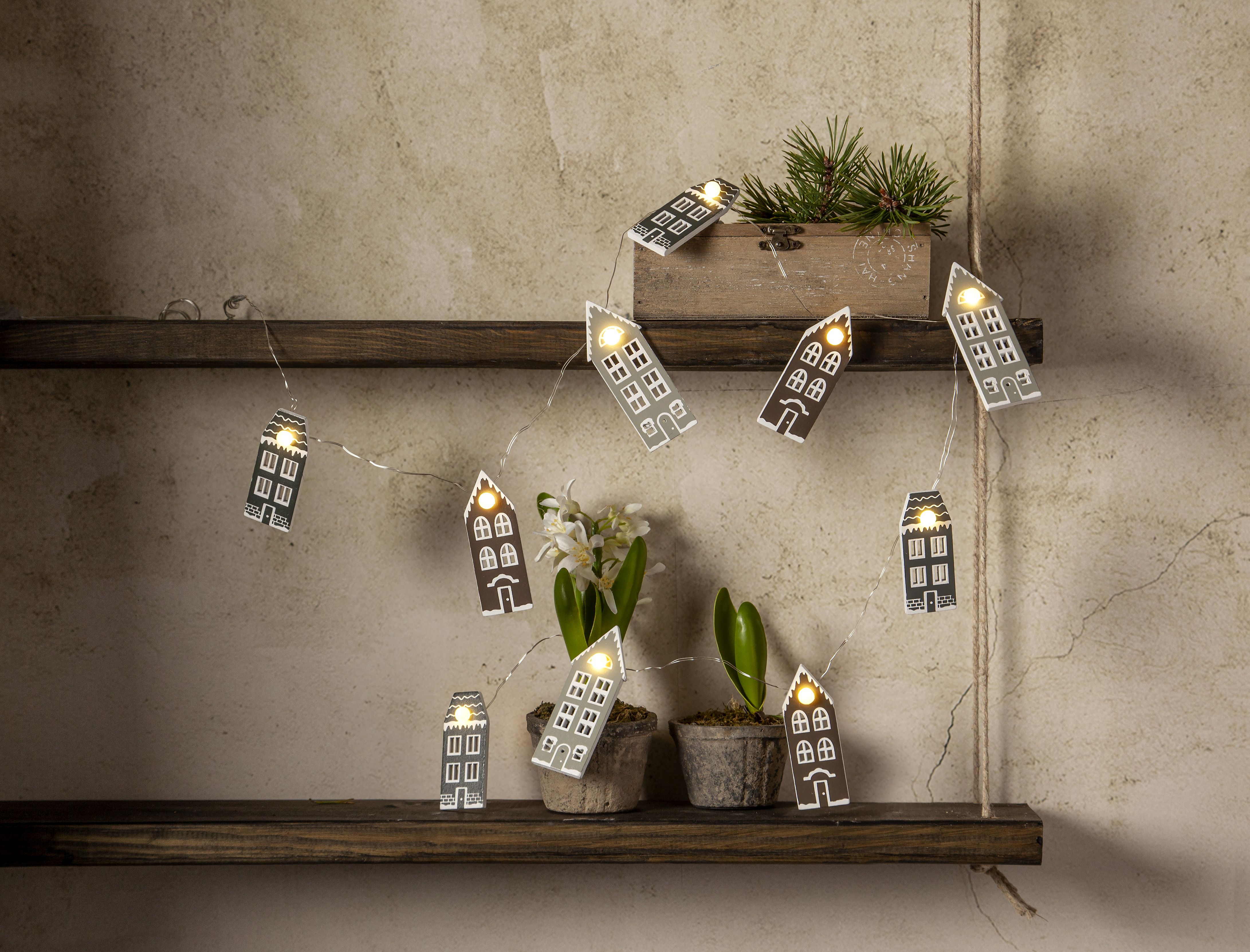 String lights House - Battery-powered with timer - 135 cm - 3