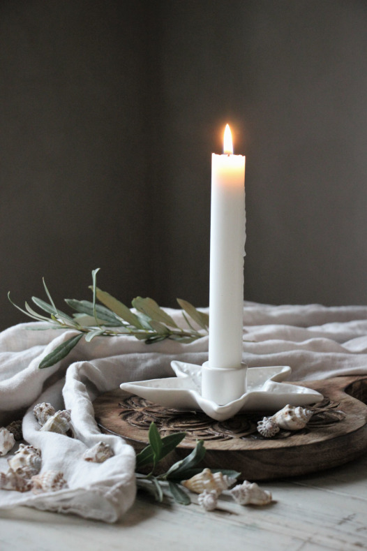 Candlestick - Starfish - White ceramic - 22 cm - 2
