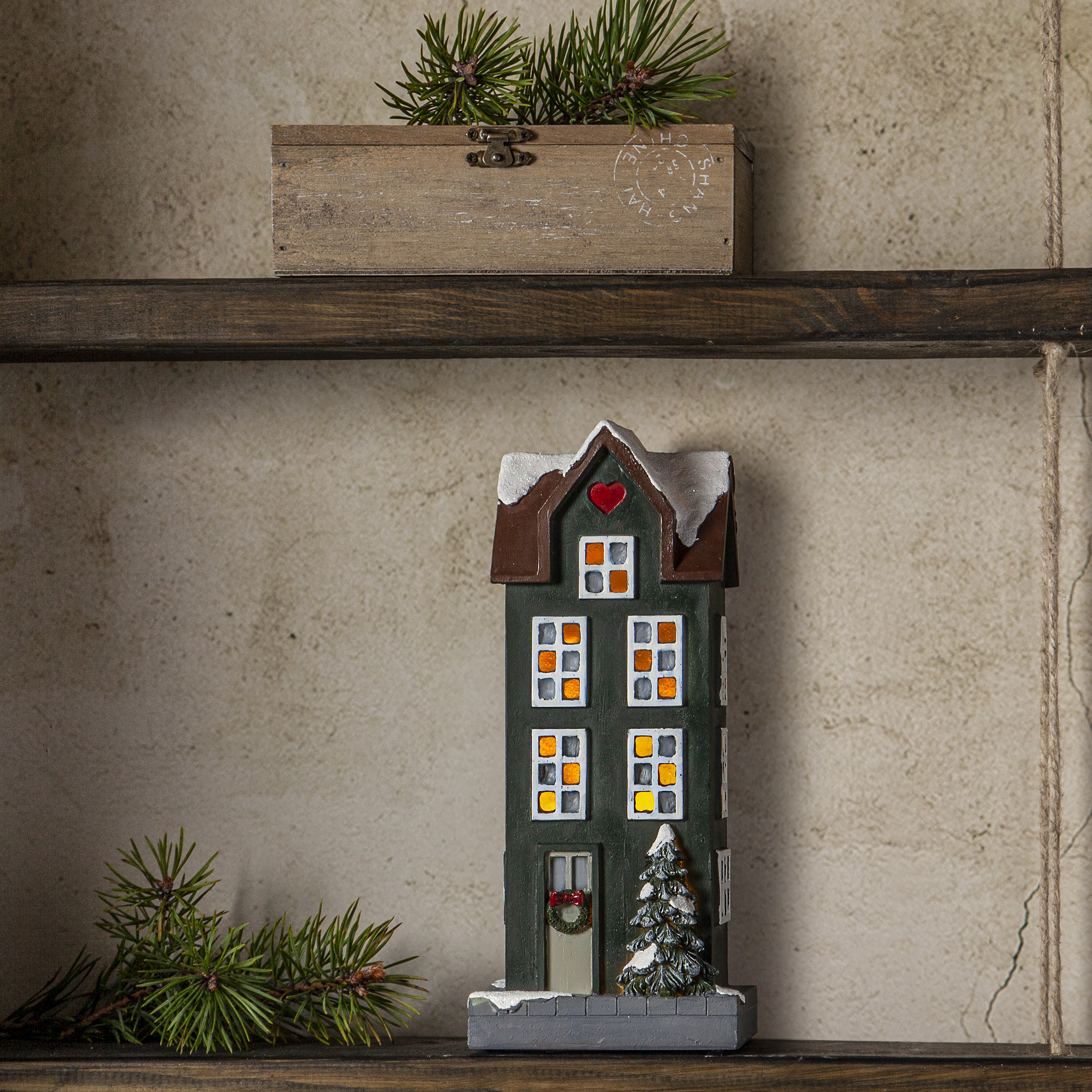 House - Green - Indoor decoration - Battery operated with timer