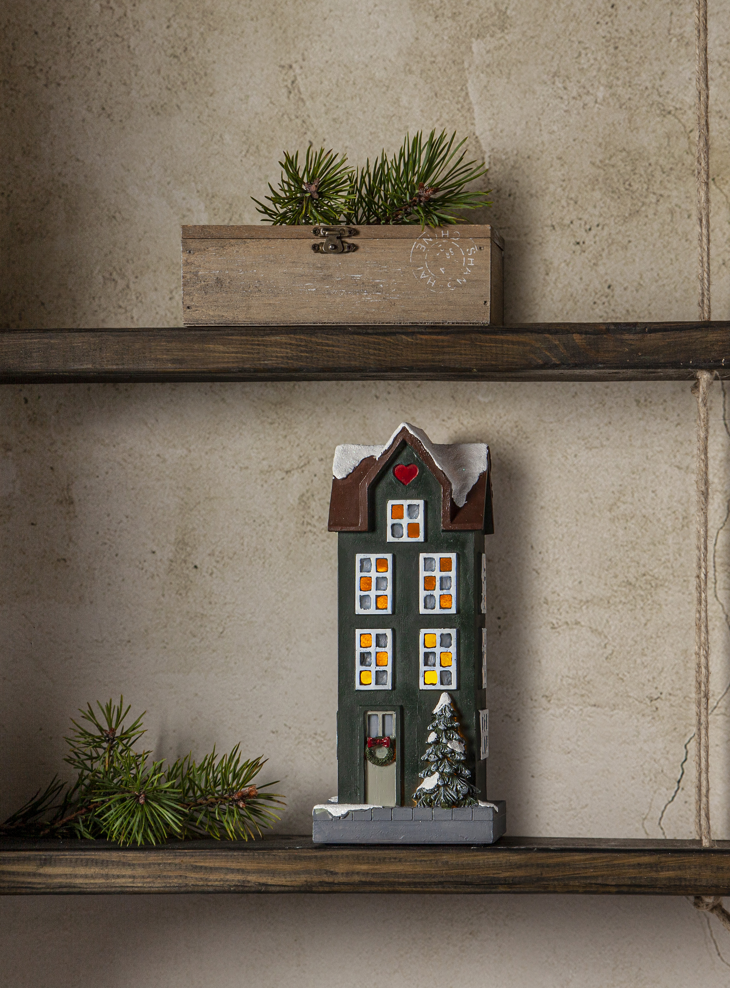 House - Green - Indoor decoration - Battery operated with timer - 5