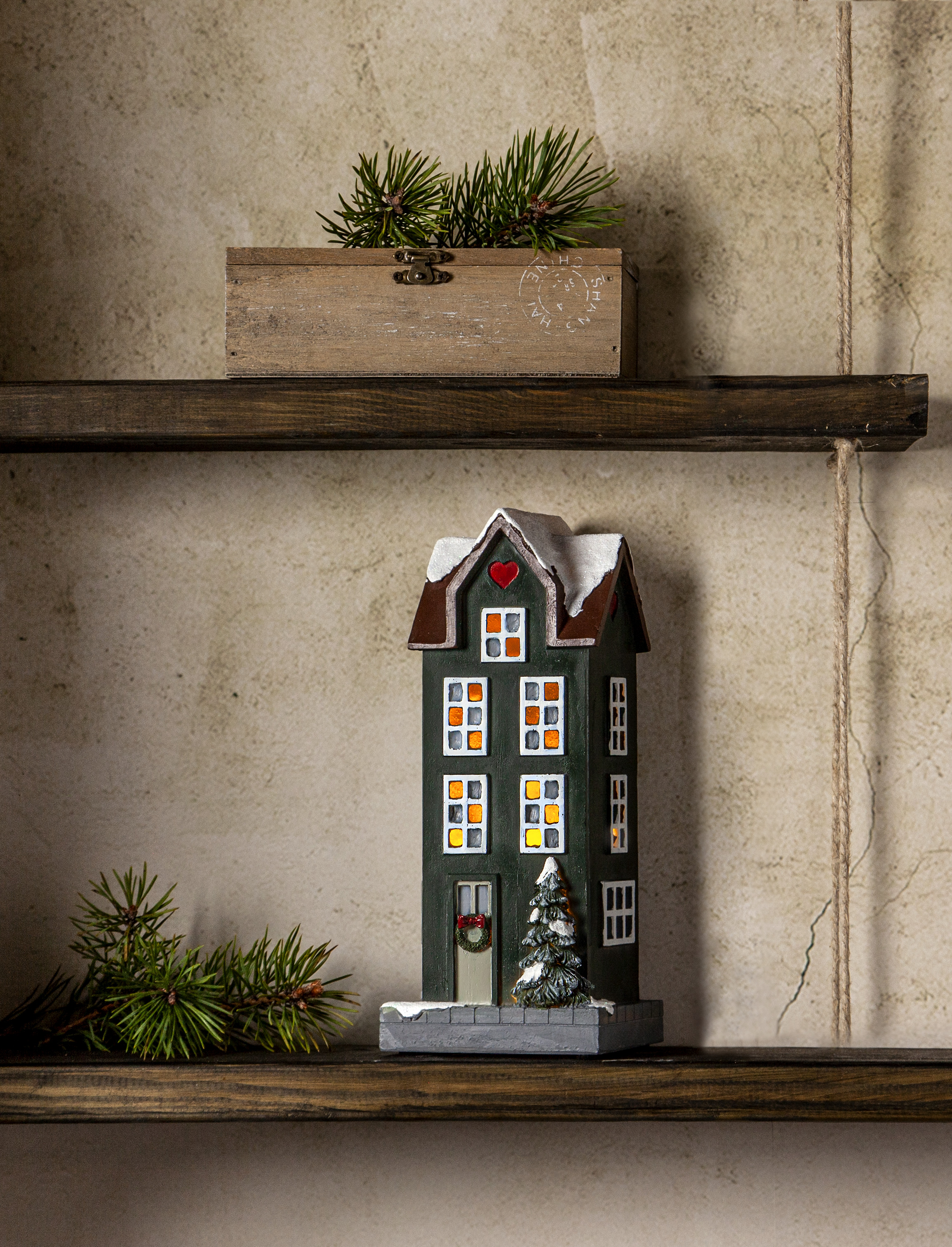 House - Green - Indoor decoration - Battery operated with timer - 6