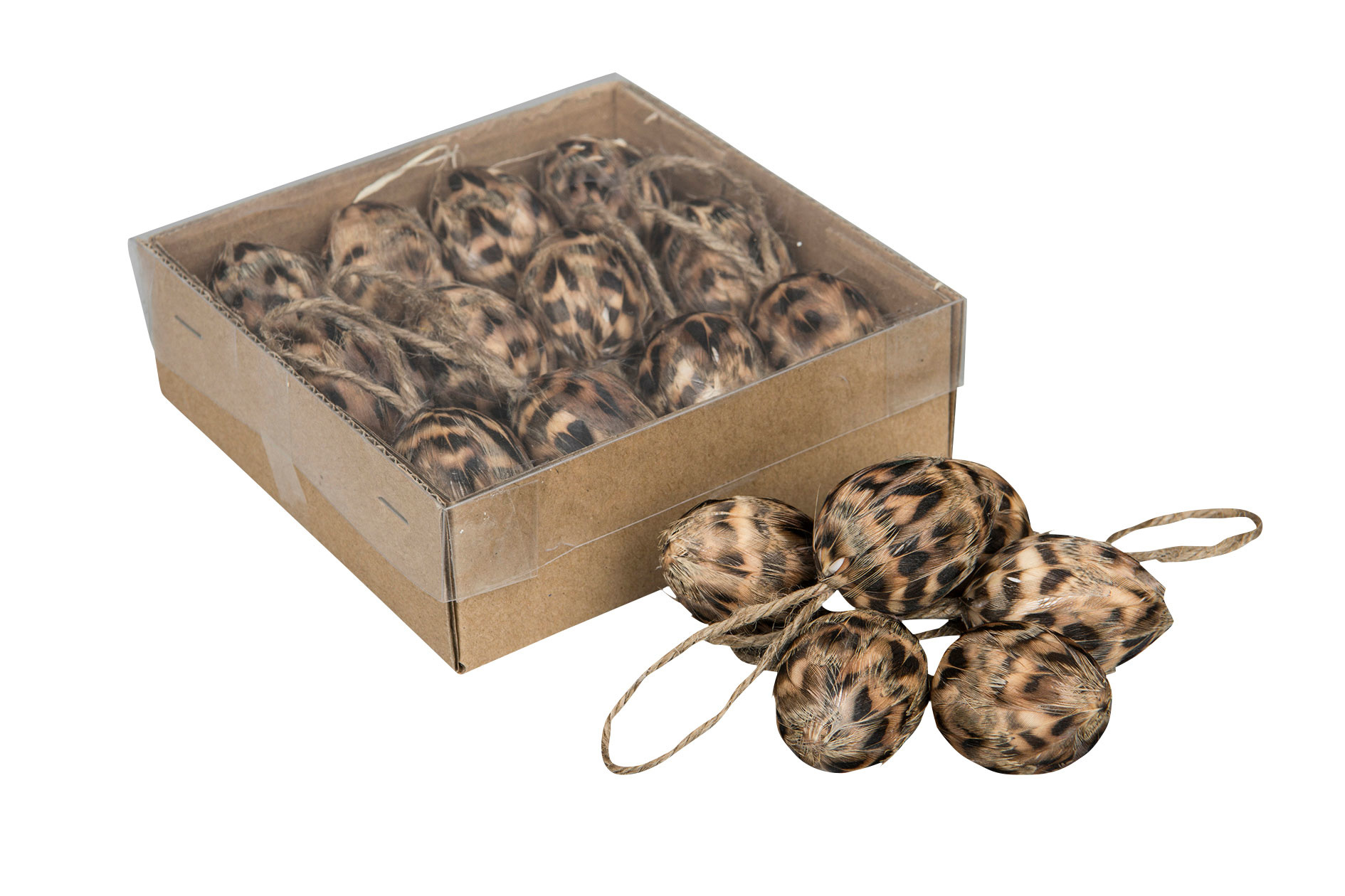 Ägg/Rand Fjäder Mini Häng 3x4 cm 12-pack - 2