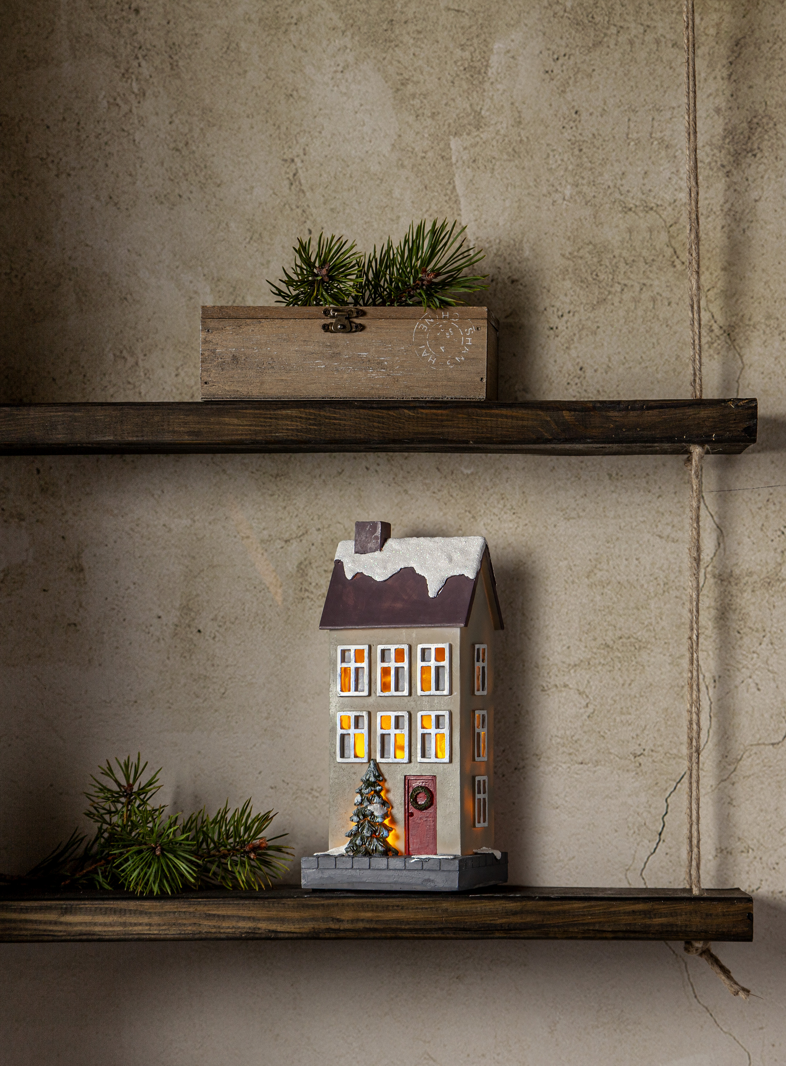 House - Beige - Indoor decoration - Battery operated with timer - 6