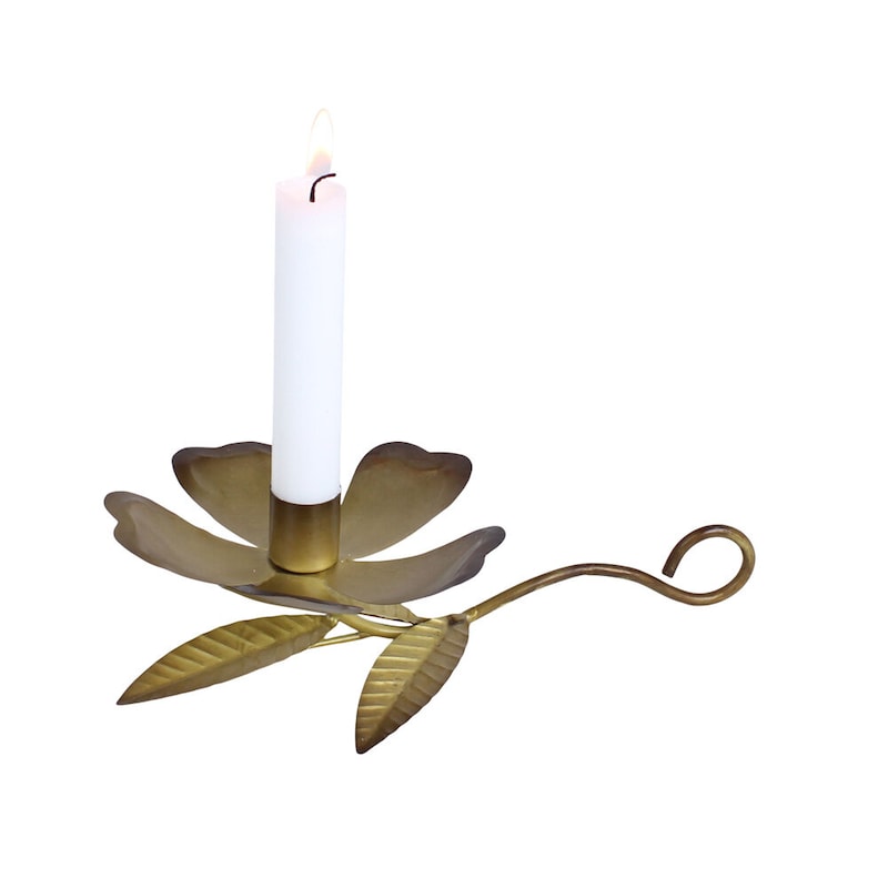 Candlestick - Room candlestick - Flower - Antique Brass - 2