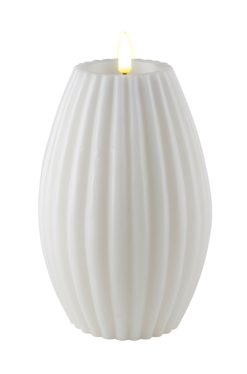 Deluxe Homeart - Block Candle Oval - White - 10x15 cm - 6