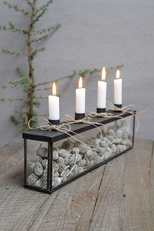 ADVENT CANDLESTICK/CANDLESTICK GLASS BOX - MIRROR - 45 cm - 5