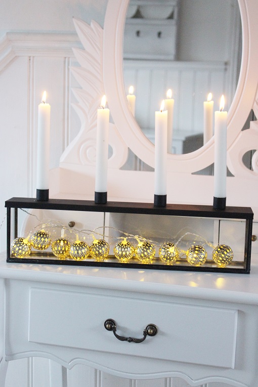 ADVENT CANDLESTICK/CANDLESTICK GLASS BOX - MIRROR - 45 cm - 6