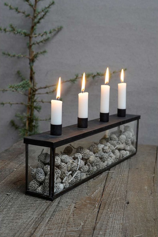 ADVENT CANDLESTICK/CANDLESTICK GLASS BOX - MIRROR - 45 cm - 2