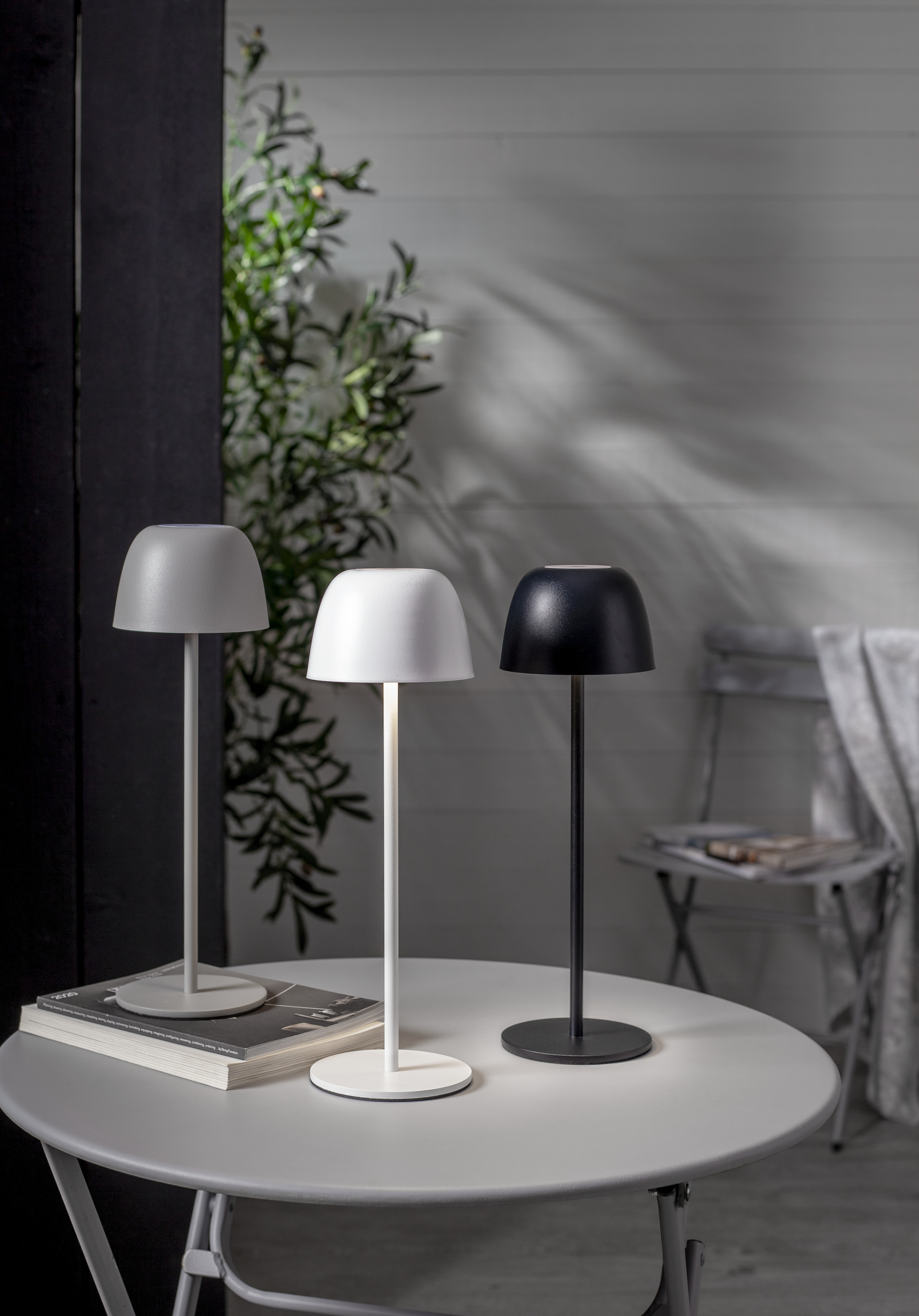 Lampa - Bordslampa - Uppladdningsbar - Dimmer - Greige - 34,5x11 cm - 3