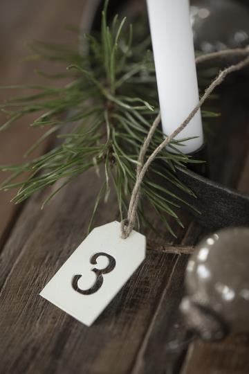 Adventssiffror 1-4 - Etikett - Metall - 3,5x2,5 cm - 2