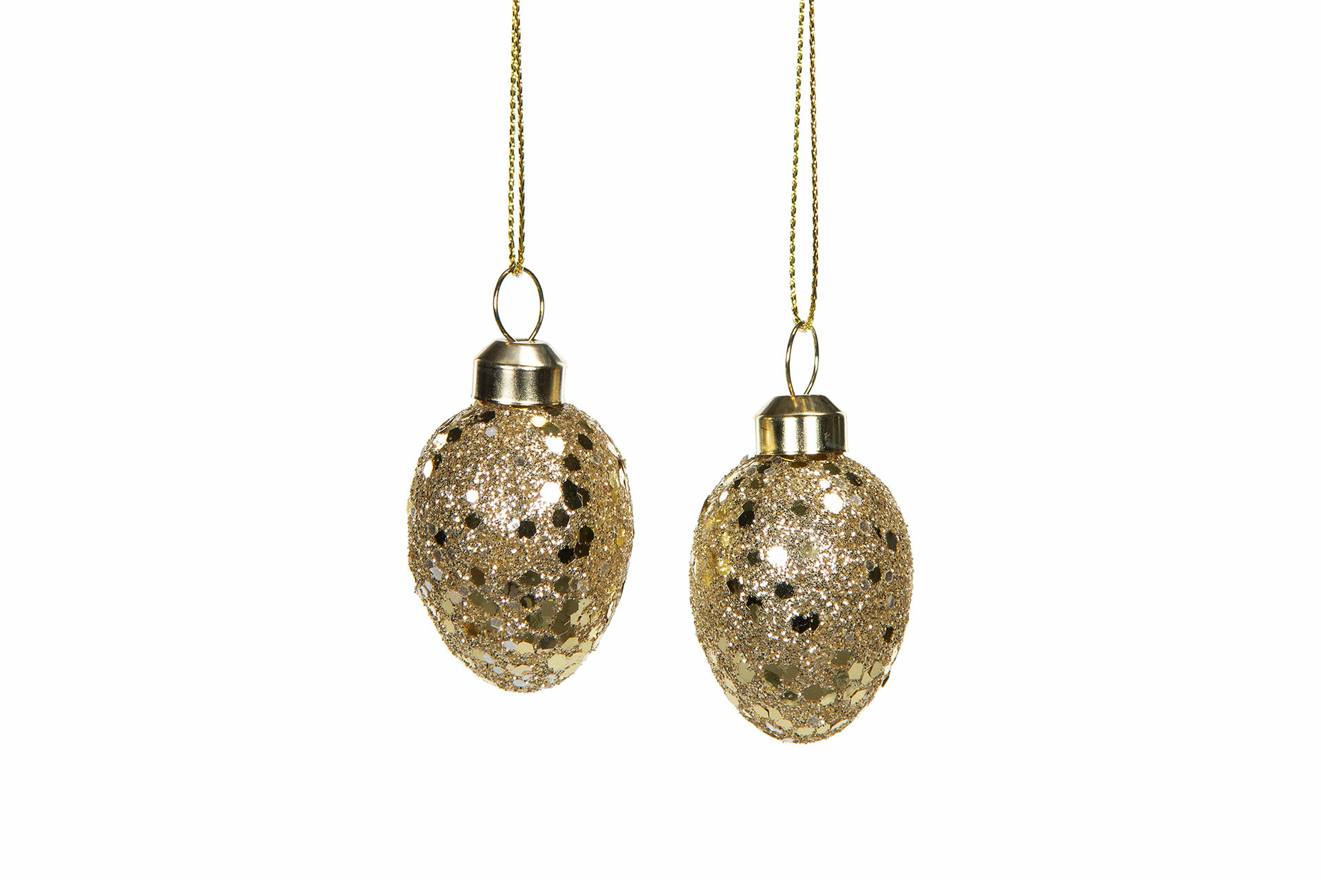 Glass Eggs Hang Gold/Glitter 3x4cm 10-pack - 2