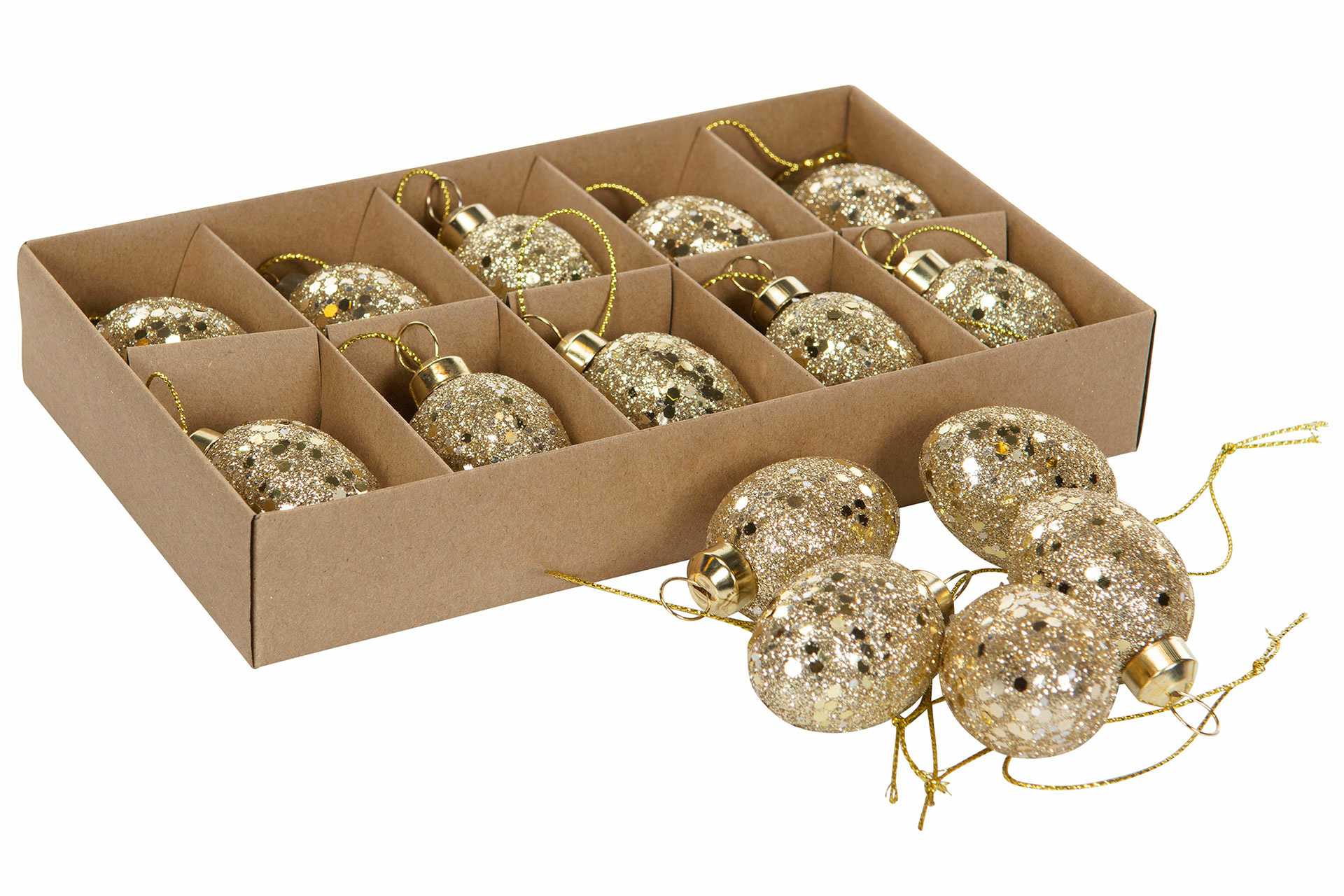 Glass Eggs Hang Gold/Glitter 3x4cm 10-pack - 3