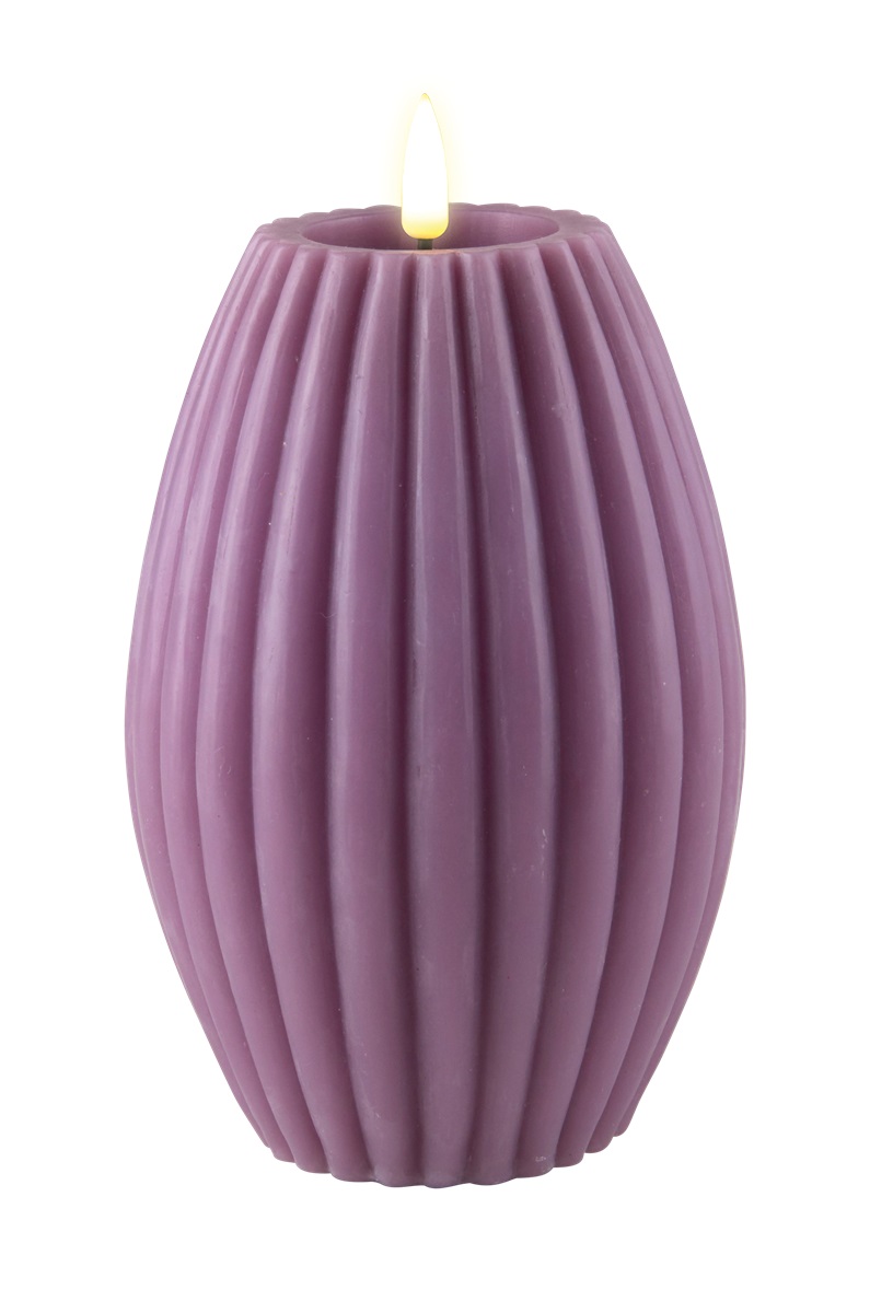 Deluxe Homeart - Block Candle Oval - Purple - 10x15 cm - 3