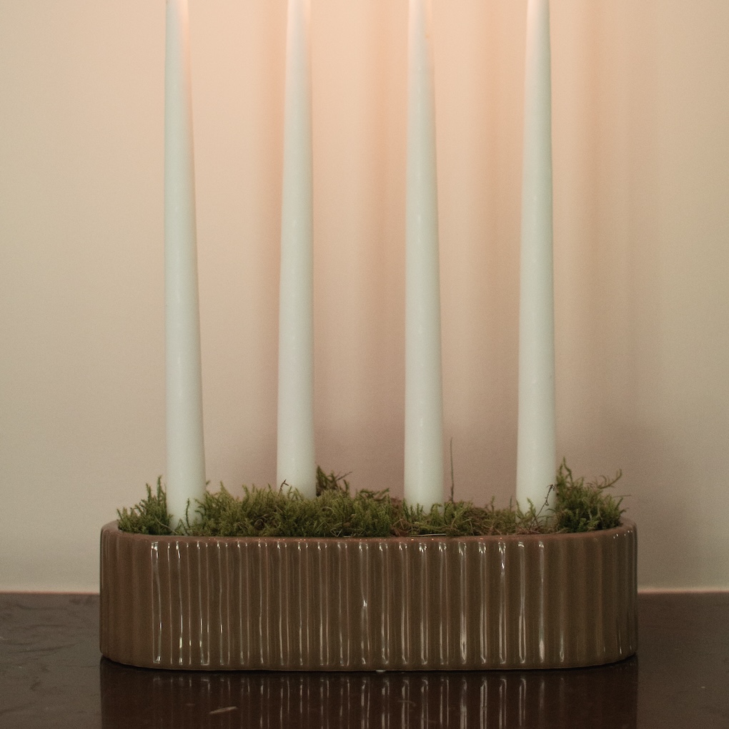 Adventsljusstake Ljusstake - Stripe Candle Holder - Sandy Nougat - DBKD - 3