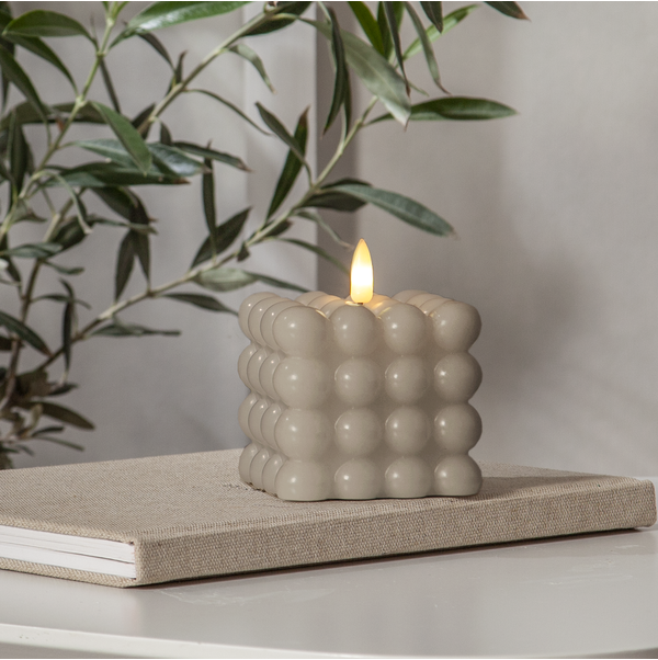 Battery light with timer - LED - Block light - Beige - Dot - 2