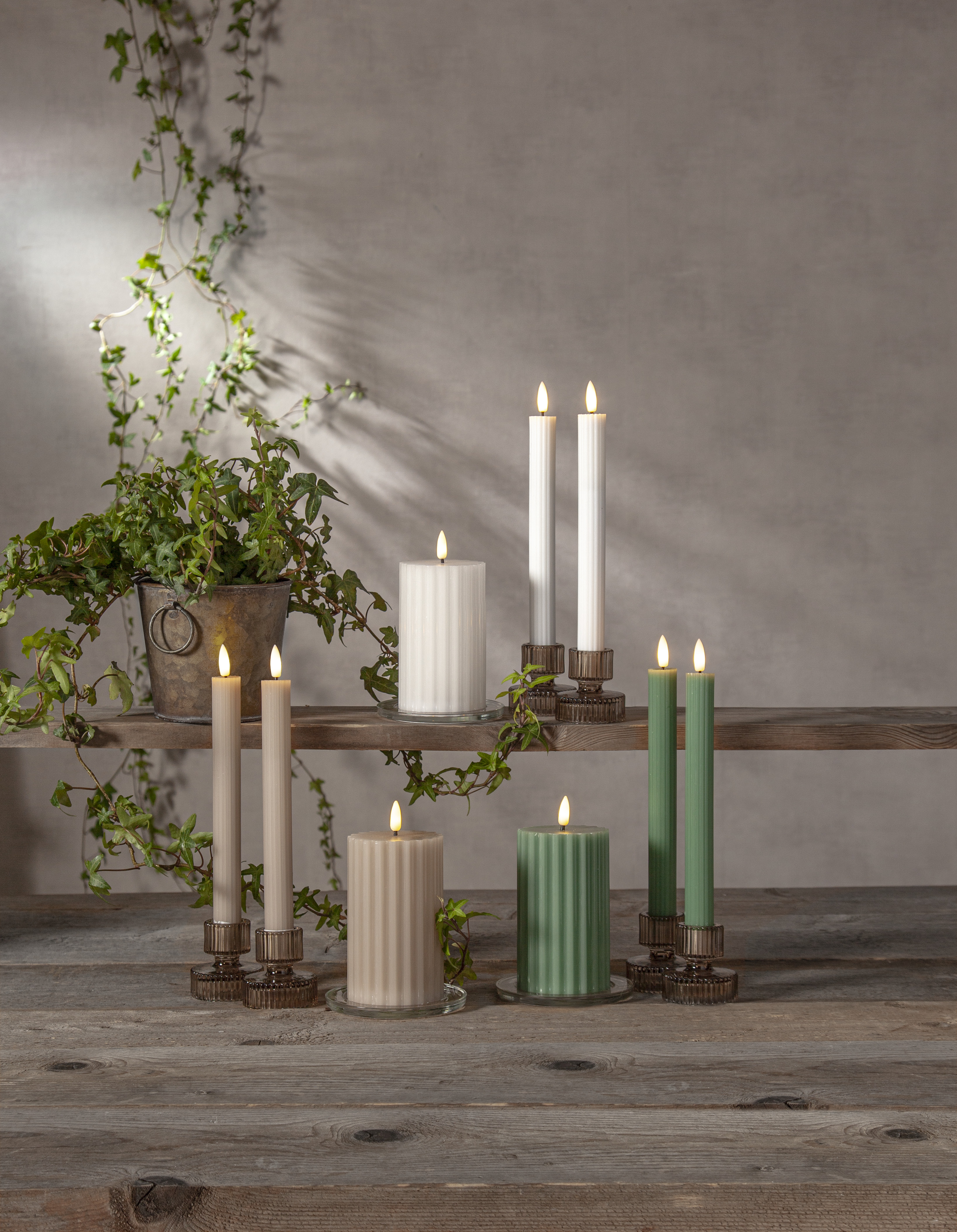 LED Crown Candle/Antique Candle Battery-powered Stripe White 25 cm - 2-pack - 12