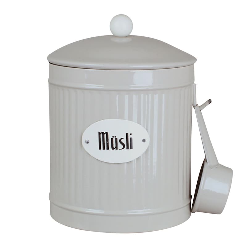 Tin with lid and scoop for Müsli - Beige - 4