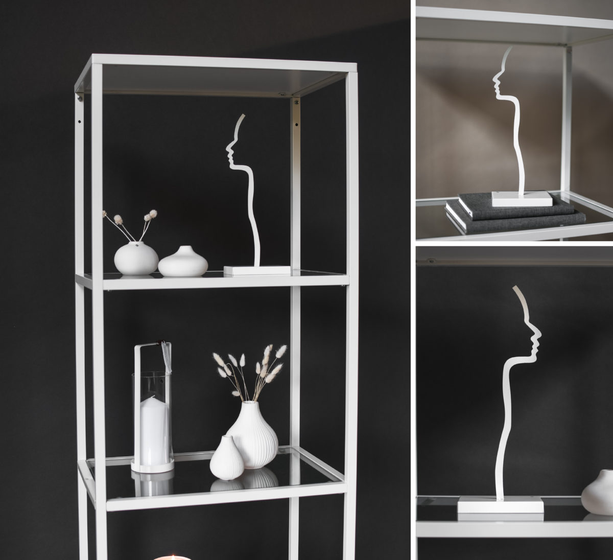Siluett - Figurin - Staty - Vit - 33 cm - 3