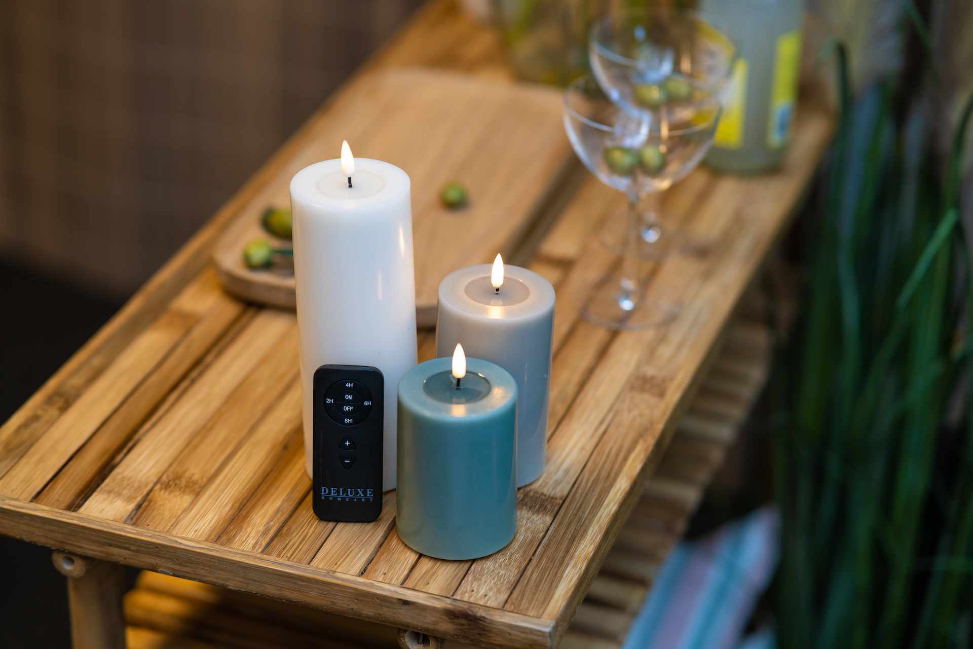 Deluxe Homeart - Utomhus Blockljus - Dust Blue - 7,5x15 cm - 4