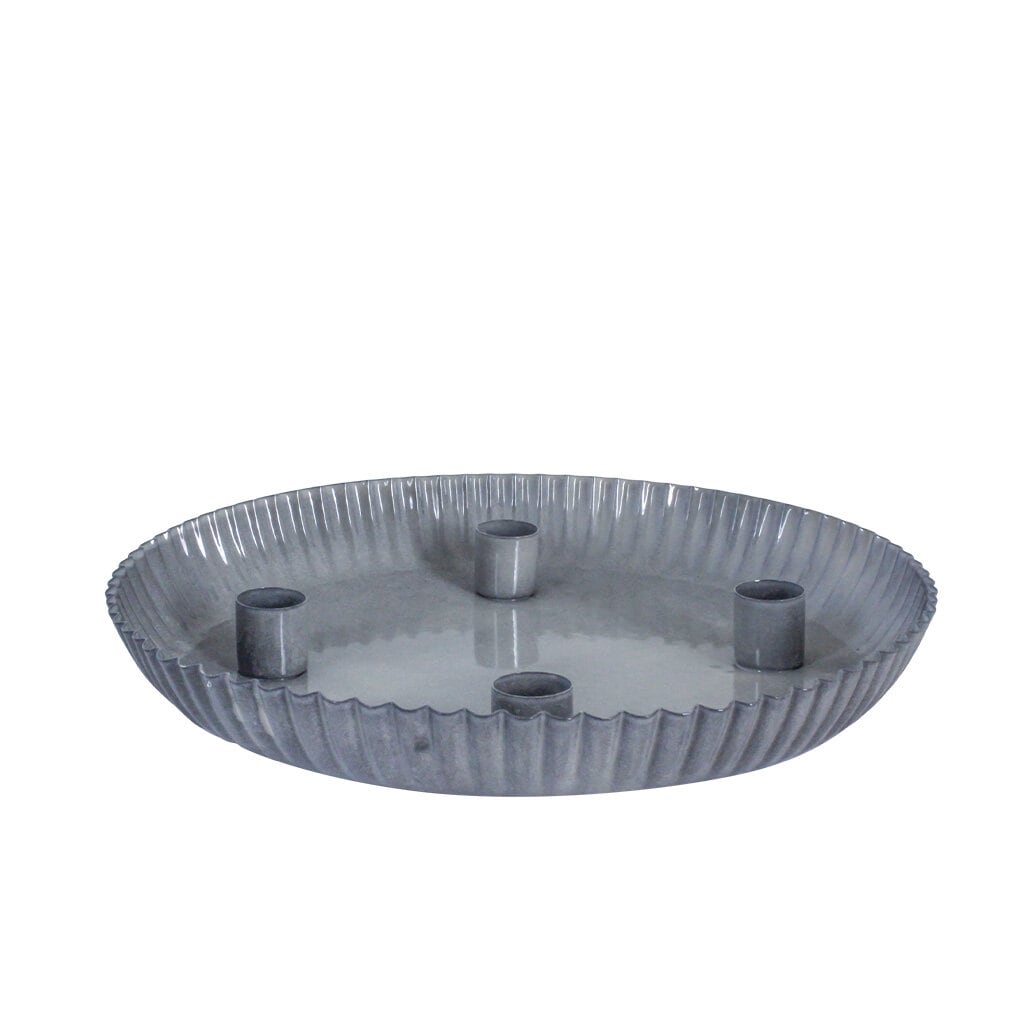 Ljusstake - Adventsljusstake - Ljusbricka - Ljusfat - Greige - Ø27 cm - 3