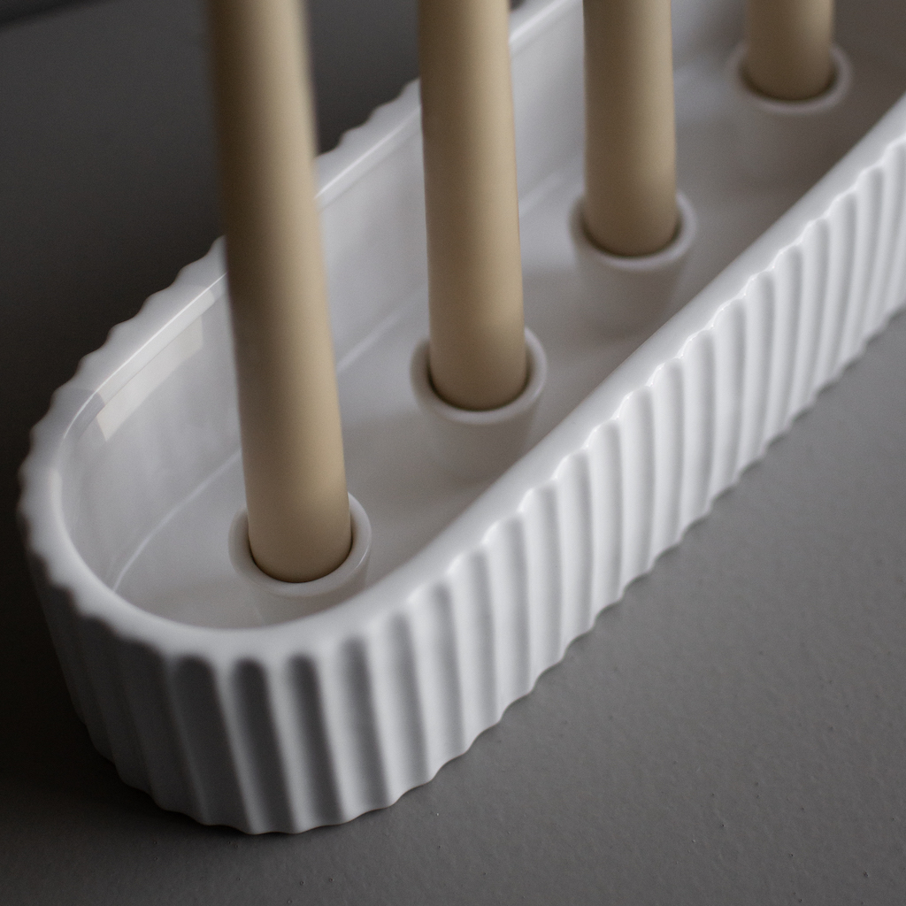 Advent Candle Holder Candle Holder - Stripe - Shiny White - DBKD - 5