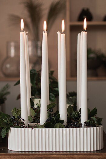 Adventsljusstake Ljusstake - Stripe - Shiny White - DBKD