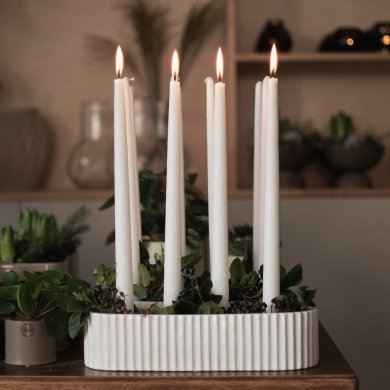 Advent Candle Holder Candle Holder - Stripe - Shiny White - DBKD - 6